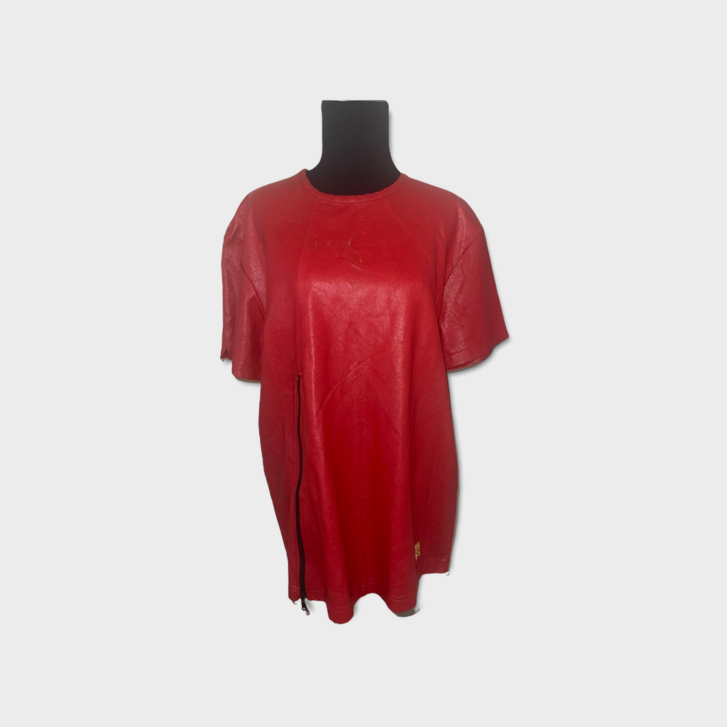 Faux Red Leather Shirt